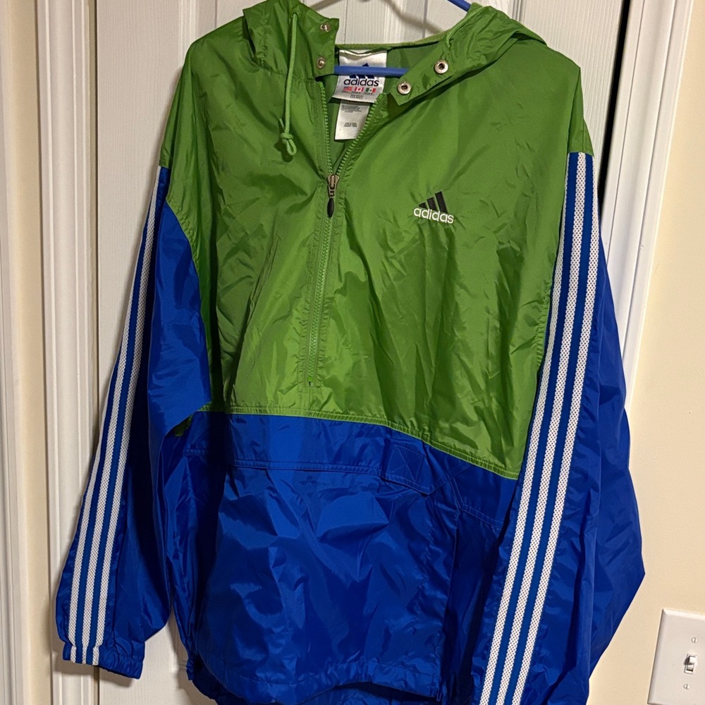 VINTAGE 90s!!! Rarity Adidas Vibrant Green and Blue Jacket
